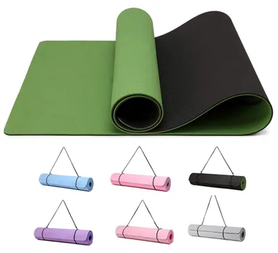 Obrázok produktu pre Protisklzová podložka na jogu, TPE, 6 mm, ľahká fitness podložka vhodná na jogu, pilates a cvičenie