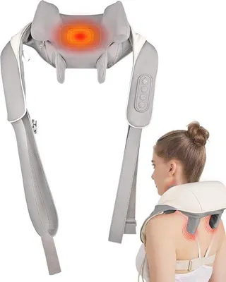 Productafbeelding van Elektrische Shiatsu-massageapparaat met warmtefunctie - Massageapparaat voor pijnverlichting en ontspanning - Instelbare massagetechnieken voor rug, schouders en benen