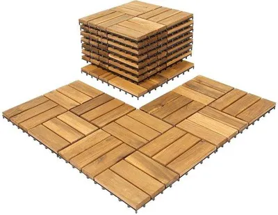 Zdjęcie produktu dla Płytki balkonowe z drewna akacjowego i terakoty – certyfikat – 30 x 30 cm – 66 sztuk