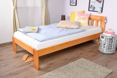 Produktbild von Einzelbett / Gästebett Kiefer massiv Vollholz Erlefarben 76, inkl. Lattenrost - 100 x 200 cm (B x L)