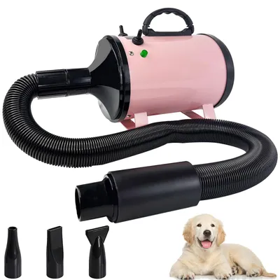 Immagine prodotto di Asciugacapelli per cani e gatti - Asciugacapelli per cani - Velocità regolabile - 500–2800 W - 30/70 °C - Fino a 25 m/s - Tubo flessibile 80–250 cm - Spina UE - Nero