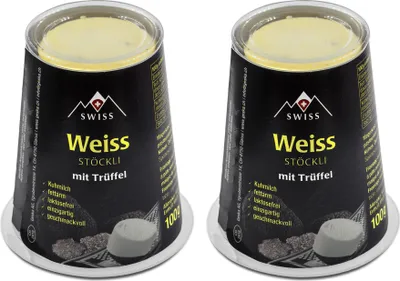 Produktbild von Schweizer Käse SCHABZIGER STÖCKLI mit Trüffeln 2x 100g Reibe-Mager-Käse Kräuterkäse aus der Schweiz von GESKA