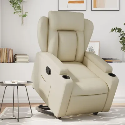 Produktbild von Cloris DesignMöbel Relaxsessel mit Aufstehhilfe Creme Kunstleder , Klassische Sessel 2024 Neu