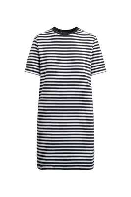 Immagine prodotto di Abito a T-shirt da donna, marca Senses, colore blu navy e bianco, motivo a righe bretoni, taglia M