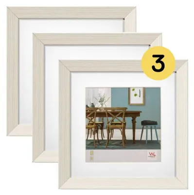 Fotolijst 20x20 cm mit Passepartout, 3er-Set, weiß
