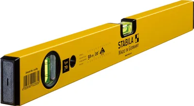 Produktbild von STABILA Wasserwaage Type 70, 50 cm, leichtes Alu-Profil, 1 Horizontal-Libelle, 1 Vertikal-Libelle, Germany