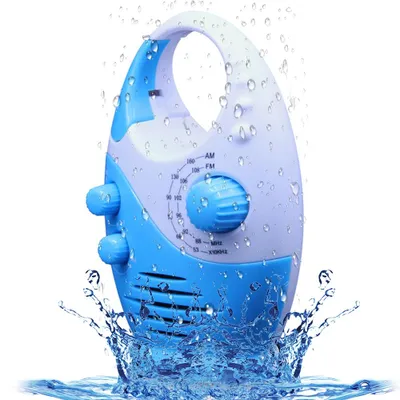 Produktbild von Wasserdichtes Duschradio mit einstellbarer Lautstärke, AM/FM-Tastenlautsprecher, kabelloses Duschradio mit Tragegriff