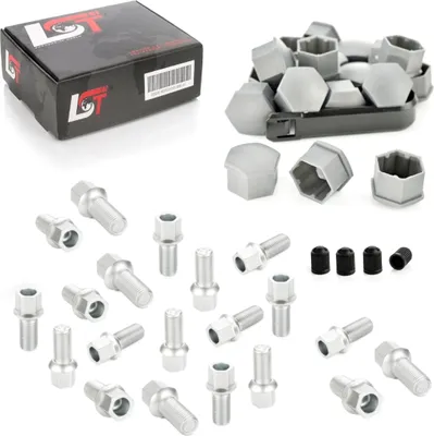 Produktbild von 20x Radschrauben Kugelbund M14x1,5x27 Kappen Set für AUDI 80 90 A4 CABRIO COUPE