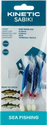 Produktbild von Kinetic Sabiki Mini Makk #5/0 Blue/Silver Seelachs Dorsch Köhler Vorfach