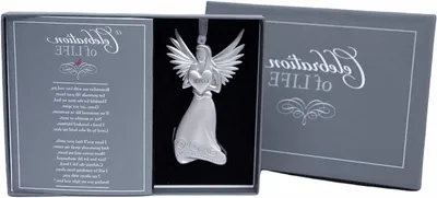 Productafbeelding van Herdenkingsengel Ornament - Gedenkdecoratie Rouw - Herinnering Nabestaanden - Met 'Celebrate My Life' gedicht - 10 cm hoog - Zilverkleurig