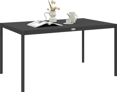 Zdjęcie produktu dla Stół ogrodowy Outsunny, stół jadalny dla 6 osób, stół tarasowy, stół balkonowy z aluminium, ciemnoszary, 145 x 90 x 74 cm