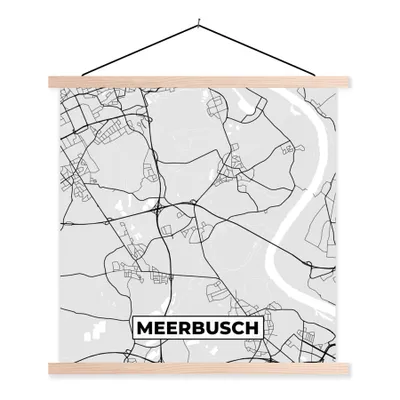 Produktbild von MuchoWow® Textilposter Deutschland - Stadtplan - Karte - Meerbusch 120x120 cm mit holzfarbenen Rahmen - Textil-Poster