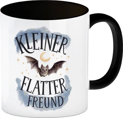 Produktbild von Kleiner Flatterfreund Fledermaus Kaffeebecher in schwarz