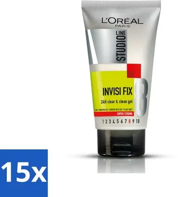 Obrázok produktu pre L'Oréal Studio Line Invisi Fix 24H Clear & Clean Gel Super Strong 150 ml - hodnotné balenie - 15 kusov
