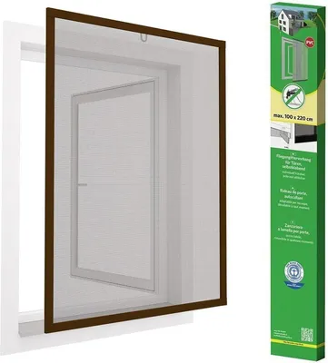 Produktbild von Fenster-Moskitonetz mit Alurahmen 100x120 cm – Braun – Insektenschutz für Fenster