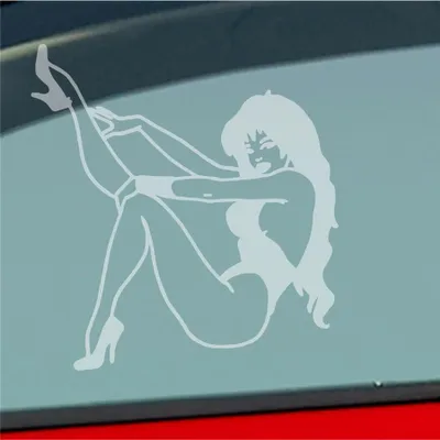 Produktbild von Auto Aufkleber Frau Pin Up Girl Vintage Sexy 10x10,5 cm Milchglas Sticker Heckscheibenaufkleber