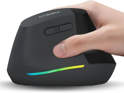 Produktbild von Komfortabel Maus Kabellose Ergonomische Vertikale Maus, Bluetooth & 2,4 GHz, Wiederaufladbar, Leise Klicks, Für PC, Mac, Laptop