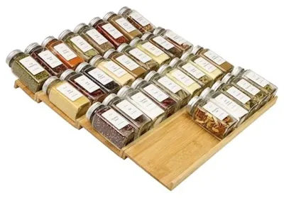 Produktbild von 4-stöckiger Gewürzschubladen-Organizer aus Bambus, 40,6 x 40 cm