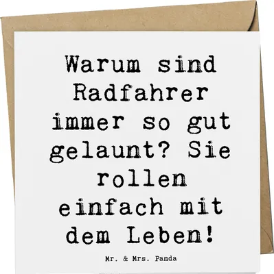 Produktbild von Mr. & Mrs. Panda Grußkarte Spruch Radsport Glück - Weiß - Geschenk, Sportler, Glückwunschkarte, Abenteuer, Lebensfreude, Sportarten, Pedale, faltkarte, Sport, Teamsport