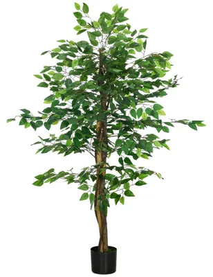 Produktbild von Künstliche Pflanze, 150 cm Kunstpflanze mit Übertopf, Kunstmoos, Künstlich Ficus Kunstbaum, Zimmerpflanze für Wohnzimmer, Grün