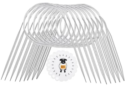 Produktbild von Rundstricknadeln Set Edelstahl 9 Stück 100 cm 2,0-6,0mm mit Nadellehre