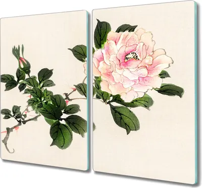 Produktbild von Coloray Hackbrett Küchenbrett Kochplattenabdeckung Schneidebrett Herdabdeckplatte 2x30x52 cm - asiatische Blumen