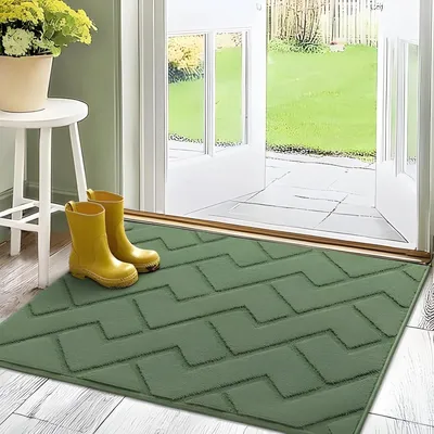 Produktbild von PolkaHome® Innen-Türmatte, rutschfest, maschinenwaschbar, wasserabsorbierend - Grün, 80x100 cm
