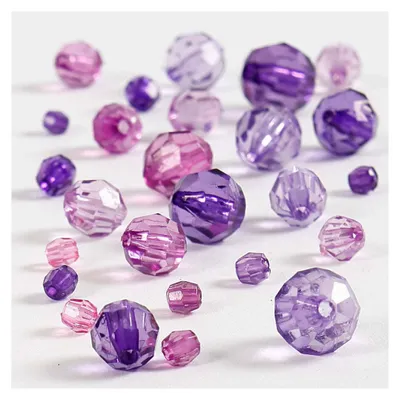 Produktbild von Facettenperlen-Mix, Größe 4-12 mm, Lochgröße 1-2,5 mm, Lilatöne, 45g, ca. 170 Stck