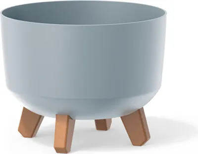 Produktbild von Gracia Standard Blumentopf mit abnehmbaren Beinen inkl. Einsatz für Innen- und Außenbereich Pflanzgefäß Rund Kunststoff (238mm, Hellgrau)