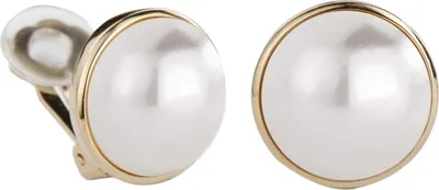 Produktbild von Traveller Ohrclips - Perlen - 16 mm - Weiß - Goldfarben - 22kt Vergoldet - 113373