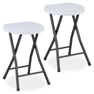 Productafbeelding van Opvouwbare set van 2 krukken met draaghandvat - Ideaal voor tuin en balkon