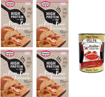 Produktbild von Cameo High Protein Mix für Pizza, Brot und Focaccia 4x 307 g+ Italian Gourmet polpa 400g