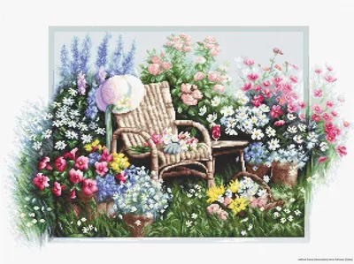 Immagine prodotto di Luca-S set per punto croce "Fauteuil de jardin Blooming", motivo a contato, 43x28cm (43x28in)
