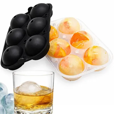 Produktbild von Silikon Eiswürfelform Eisball Form XXL 6 Kugeln 6 cm Schwarze Ice Ball Maker Form