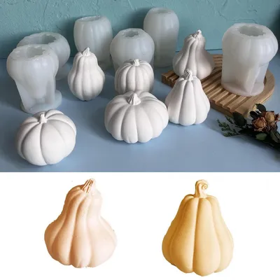 Produktbild von 2 Stück Silikonformen Kürbis 3D Gießformen Herbst für Kerzen Gips Sojawachs