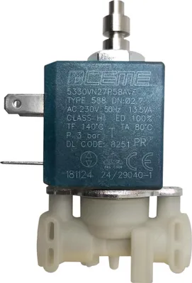 A close-up studio shot of a solenoid valve.