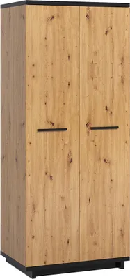 Produktbild von BETTSO Moderner Kleiderschrank 2D NESI 90 Schwarz Matt Eiche artisan  Eiche artisan