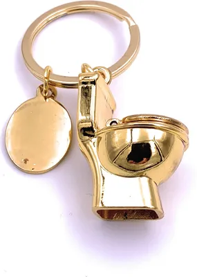 Produktbild von Onwomania Klo Toilette Schlüsselanhänger Keychain golden aus Metall