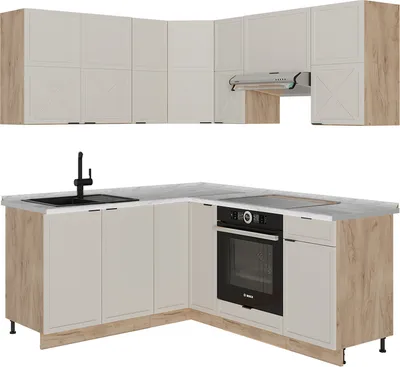 Obrázok produktu pre Rohová kuchyňa Vicco Fame-Line GreyBeige/Dub Goldkraft 190 x 160 cm bez pracovnej dosky, Model 50516