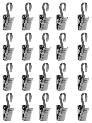 Produktbild von Gardinenklammern - Mit Vorhangclips aus Metall - Zur Befestigung von Vorhängen - 20 Stück Silber