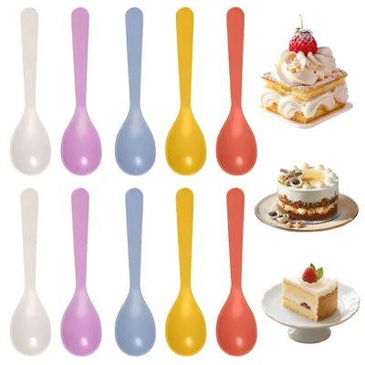 Eierlöffel 10er-Set, 14 cm, Kunststoff, wiederverwendbar, bunt