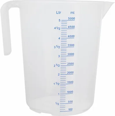 Produktbild von Messbecher, 5, 0 l geprägte Skala, blaue Schrift, offener Griff