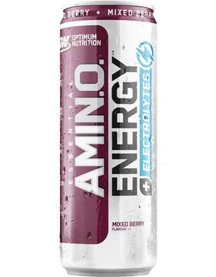 Productafbeelding van Optimum Nutrition Amin.o. Energy + Electrolytes 250 ml, tropische smaak / Klaar om te drinken / Verfrissend, bruisend energiedrankje zonder suiker, met aminozuren, cafeïne en elektrolyten