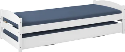 Produktbild von Inter Link Funktionsbett Vindas 90x200 mit ausziehbett Kiefer massiv weiss lackiert inkl. Lattenrost