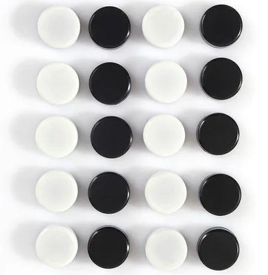 Produktbild von Mini-Magnete für Whiteboards, 20 Stück stark, kleine, farbige Küchenmagnete für Wandmagneten (schwarz + weiß)