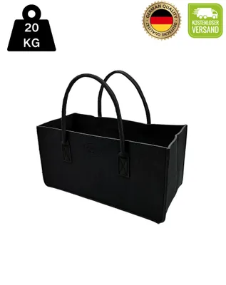 Produktbild von RAIKOU Kaminholztasche aus Filz Einkaufstasche Aufbewahrung Henkeltasche Picknicktasche Schwarz 50x34x27cm