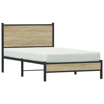Produktbild von Metallbett ohne Matratze Sonoma-Eiche 100x190 cm, Klassische Betten 2024 Neu Design Möbel