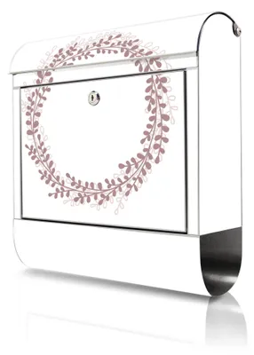 Produktbild von banjado Edelstahl Briefkasten mit Zeitungsfach mit Motiv Blätterkranz großer Design Postkasten rostfrei, A4 Einwurf [BKGE2 10380]
