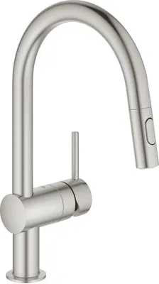 Immagine prodotto di GROHE Minta Mitigeur monocommandé pour évier, portée 223mm, bec en C, extractible, Easy Docking, pivotant, double douchette d'évier, 32321DC2, 32321DC2