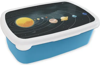 Produktbild von KitchenYeah® Lunchbox Brotzeit Brotdose 17x11 cm Eine Illustration des Sonnensystems mit den Planeten Kinder Brotzeitdose - Lunch - Kunststoff  - Brotbüchse - Sandwichbox - Lunchbox für Kinder